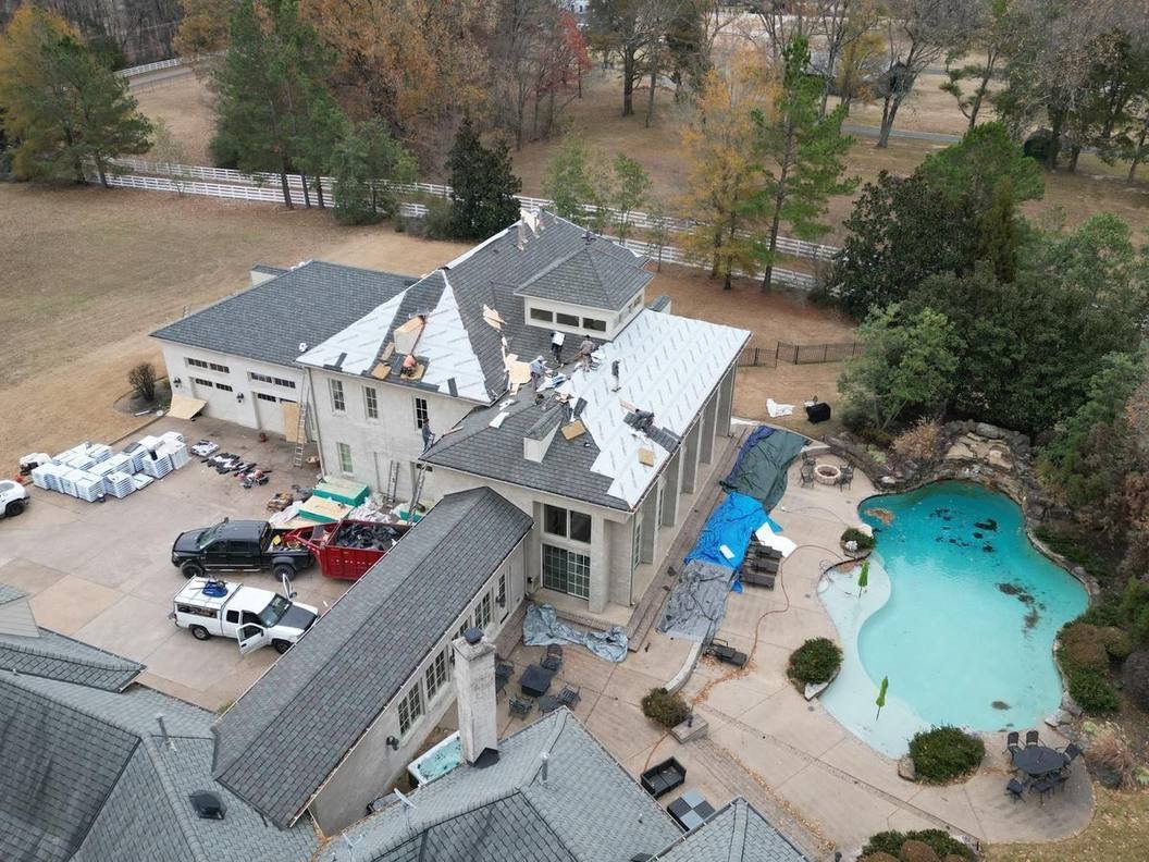 Aerial view completed roof DeSoto County